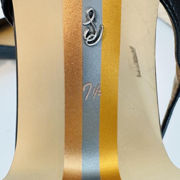 Sam Edelman Shoes Womens 7.5 Black Leather Slingback Block Heel Pumps Dress - Picture 10 of 11